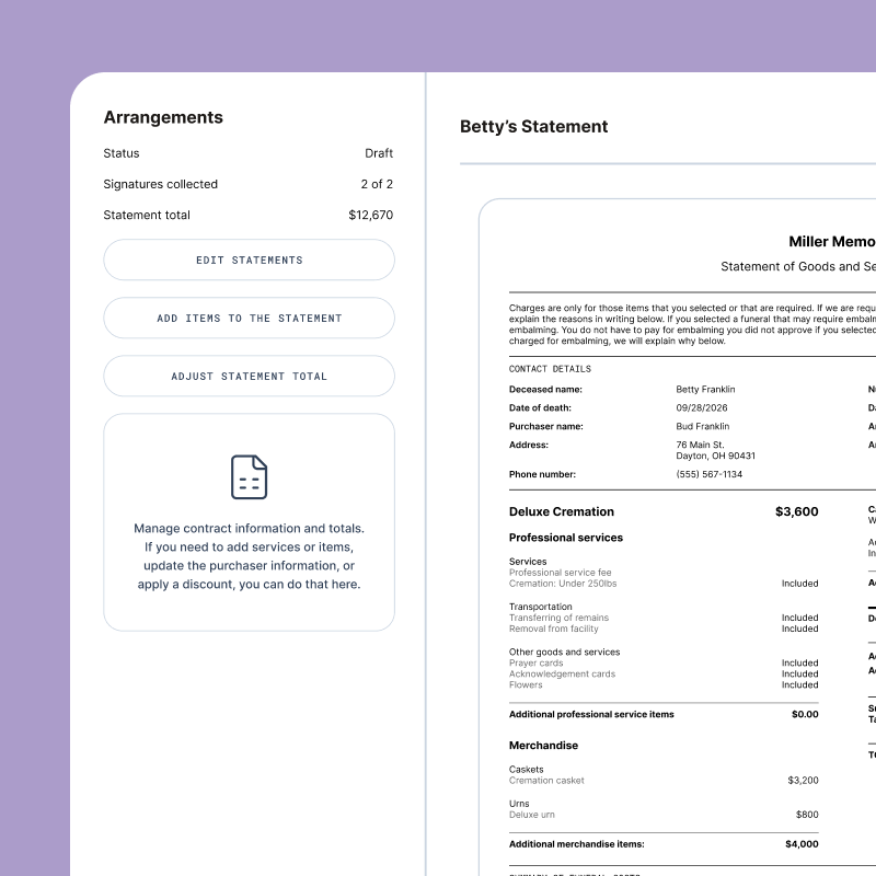 A snippet of a case details page